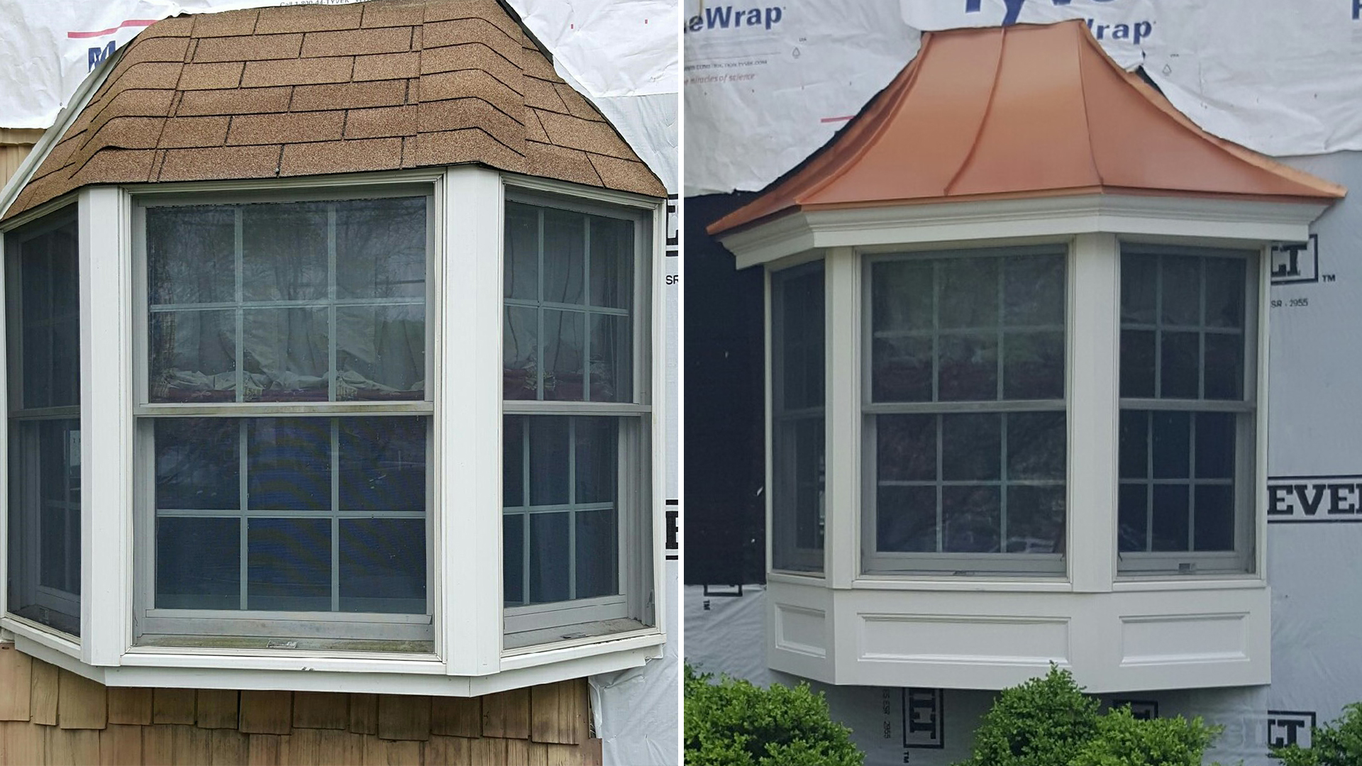 Bay window with copper roof