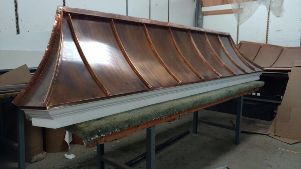 Brown patina door canopy