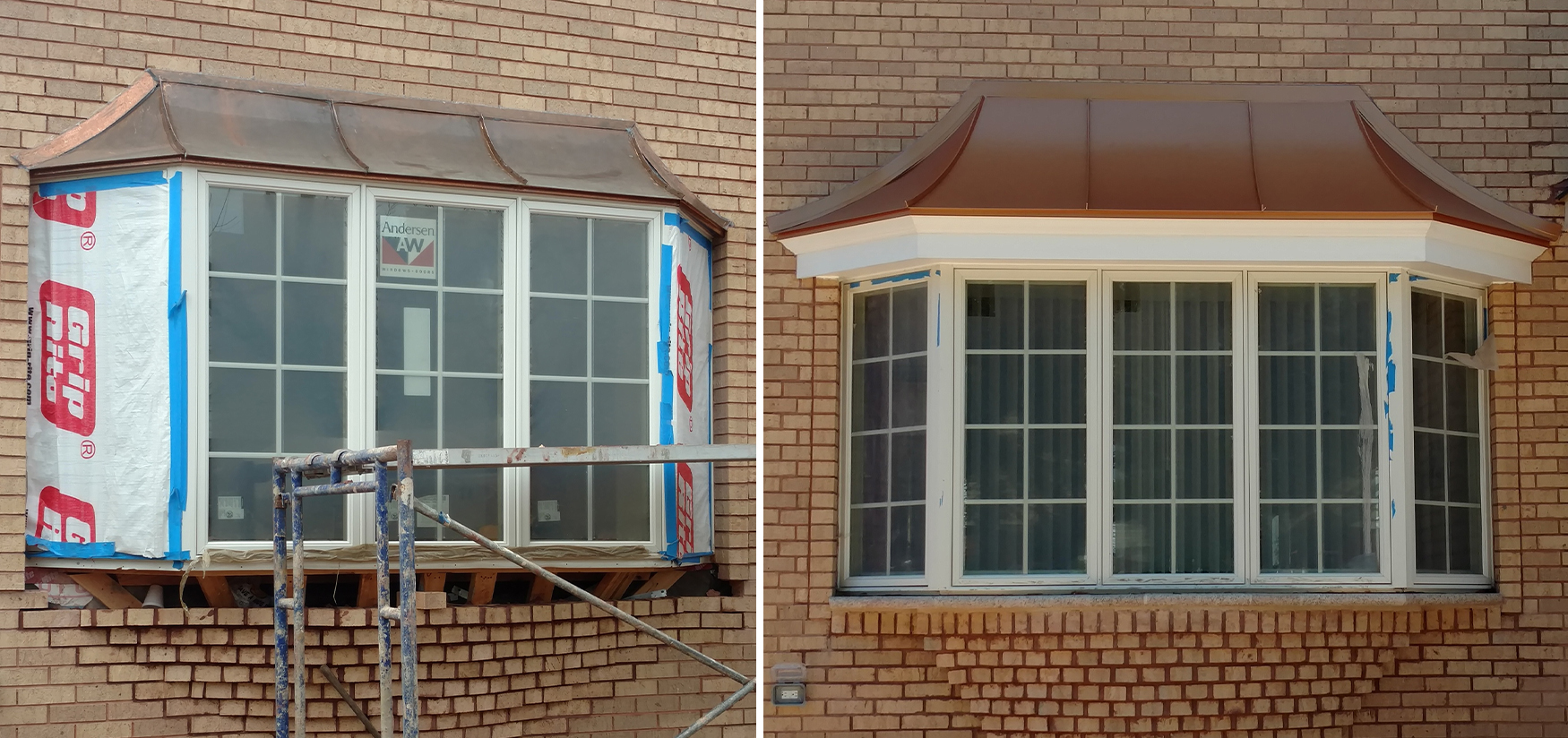 bow window roof replacement before and after